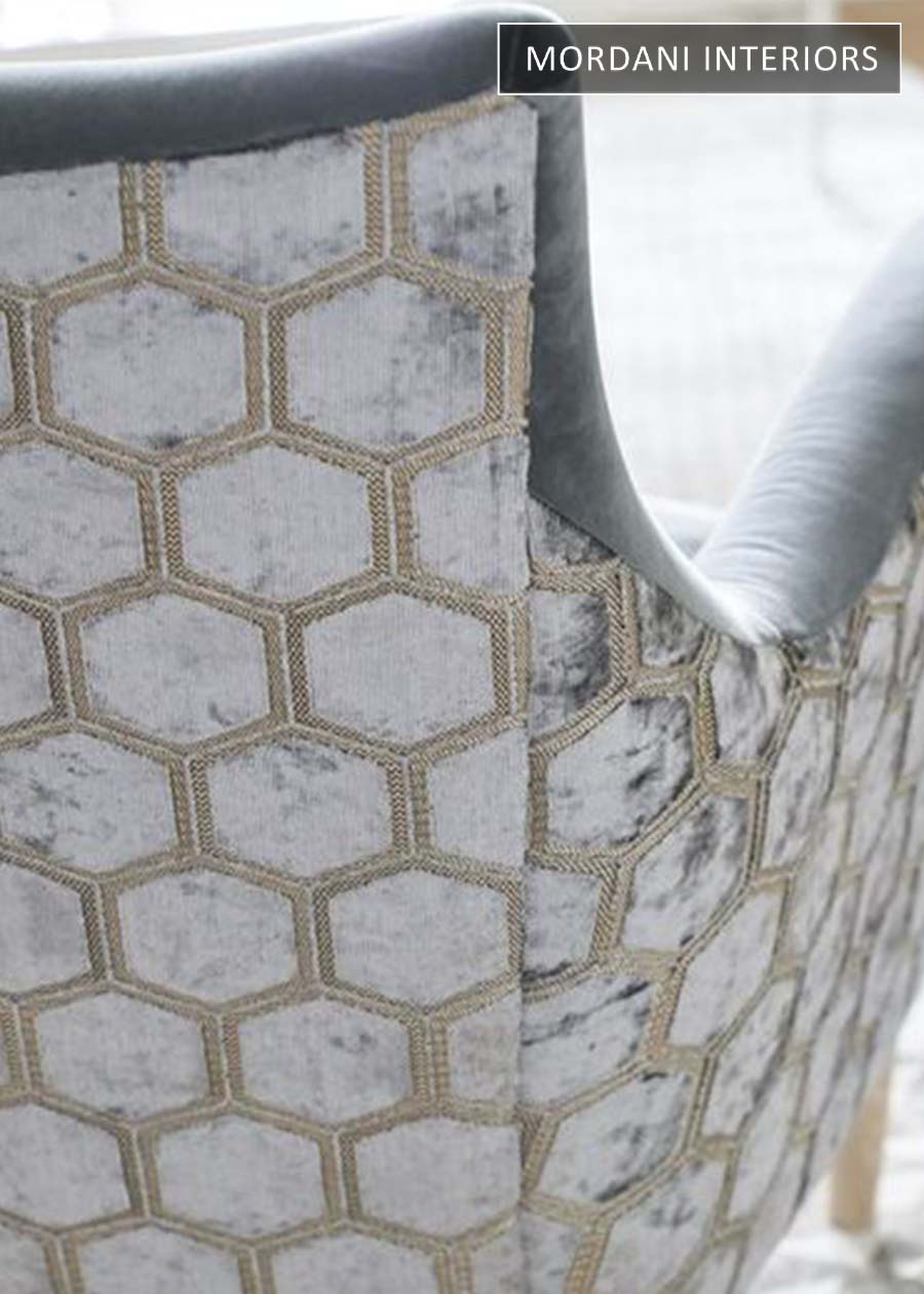 Silver Honeycomb Jacquard Upholstery